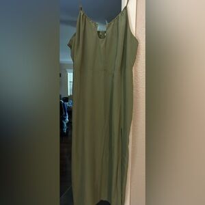 Abercrombie & Fitch Green Sheath Midi Dress Scoop Neck